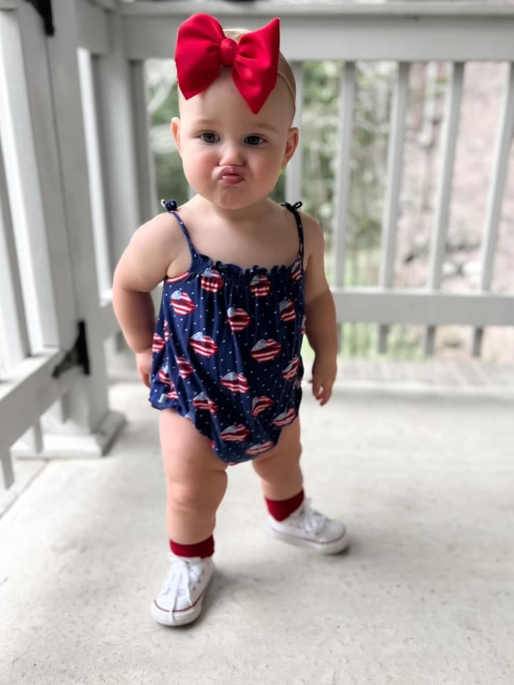 Red Ribbed Swim Bow