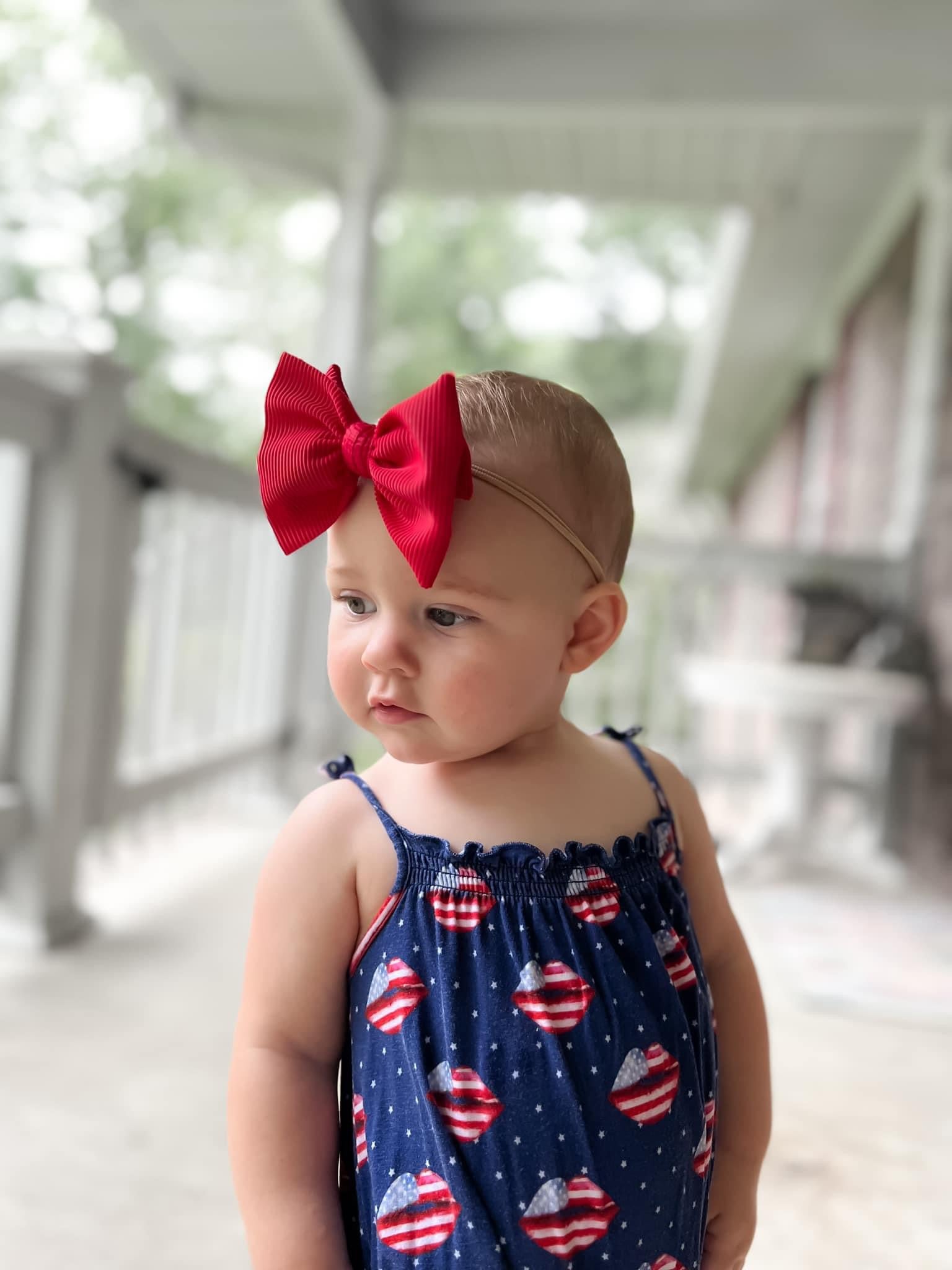 Red Ribbed Swim Bow