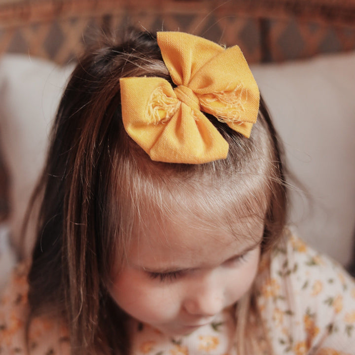 Sunflower Distressed Messy Bow