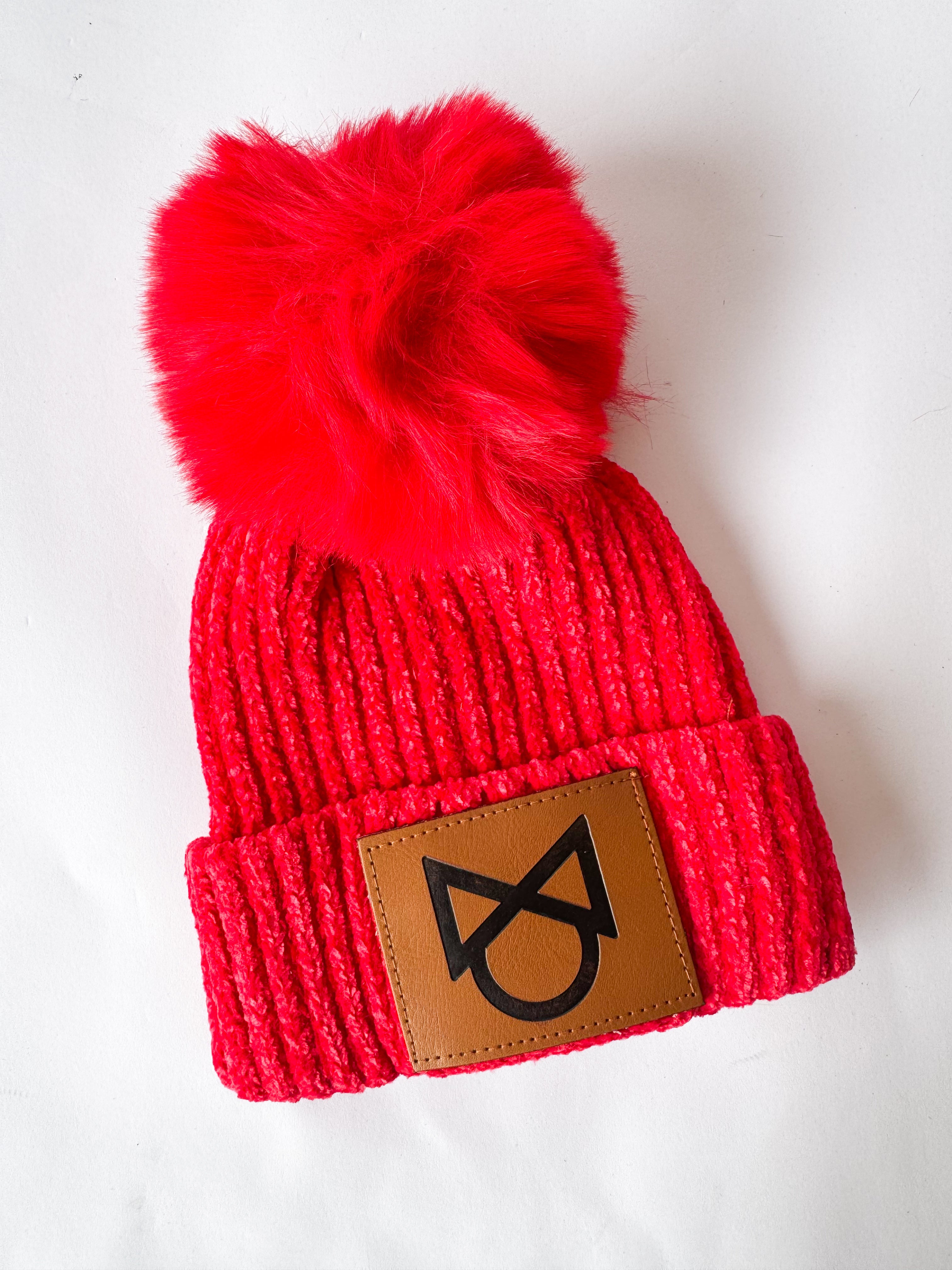 Chenille Pom Pom Beanie