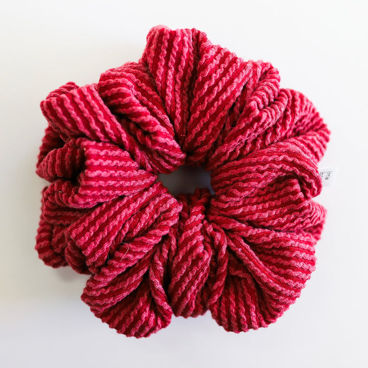 Crimson Cozy Ribbed Scrunchie