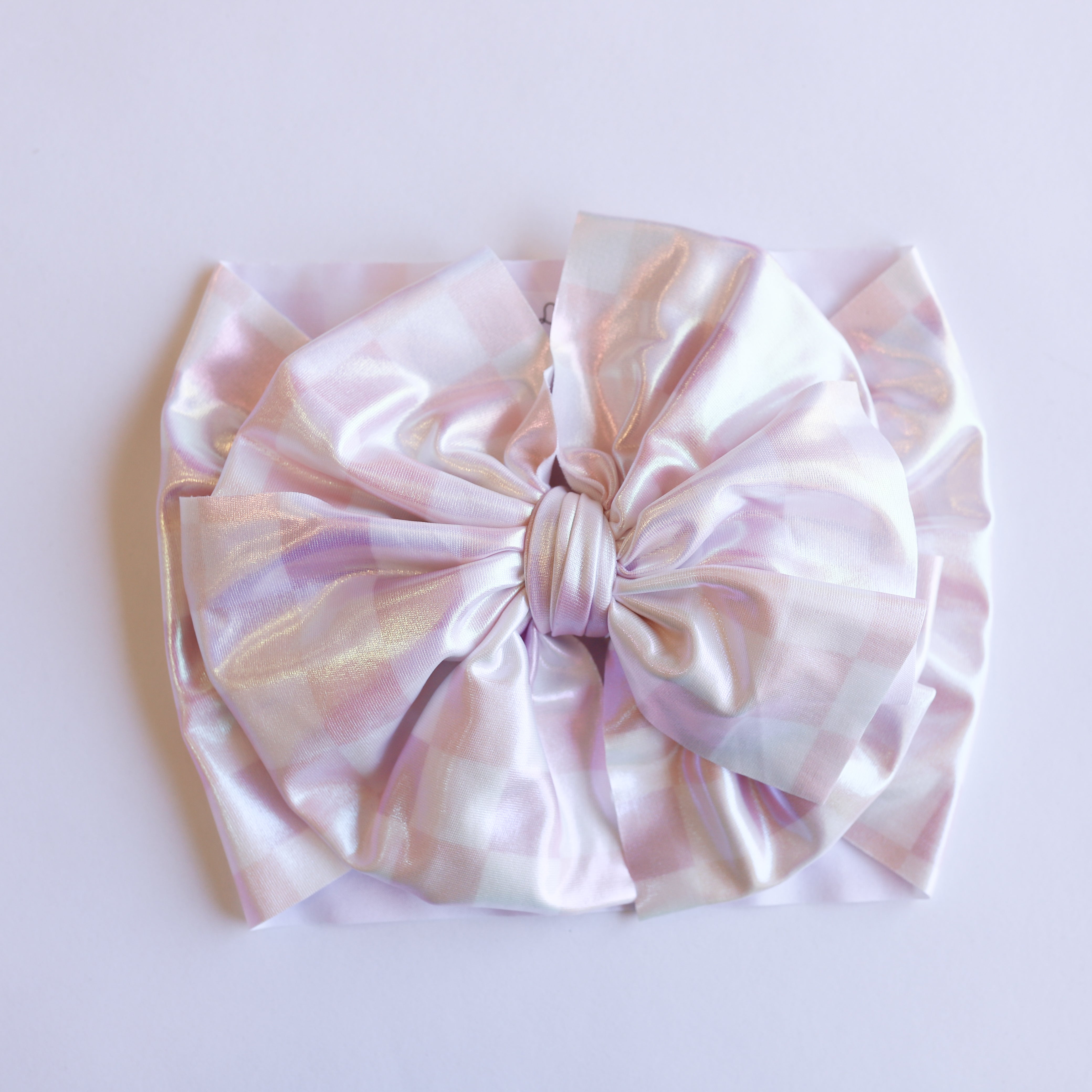 Pink Shimmers Checkers Headwrap