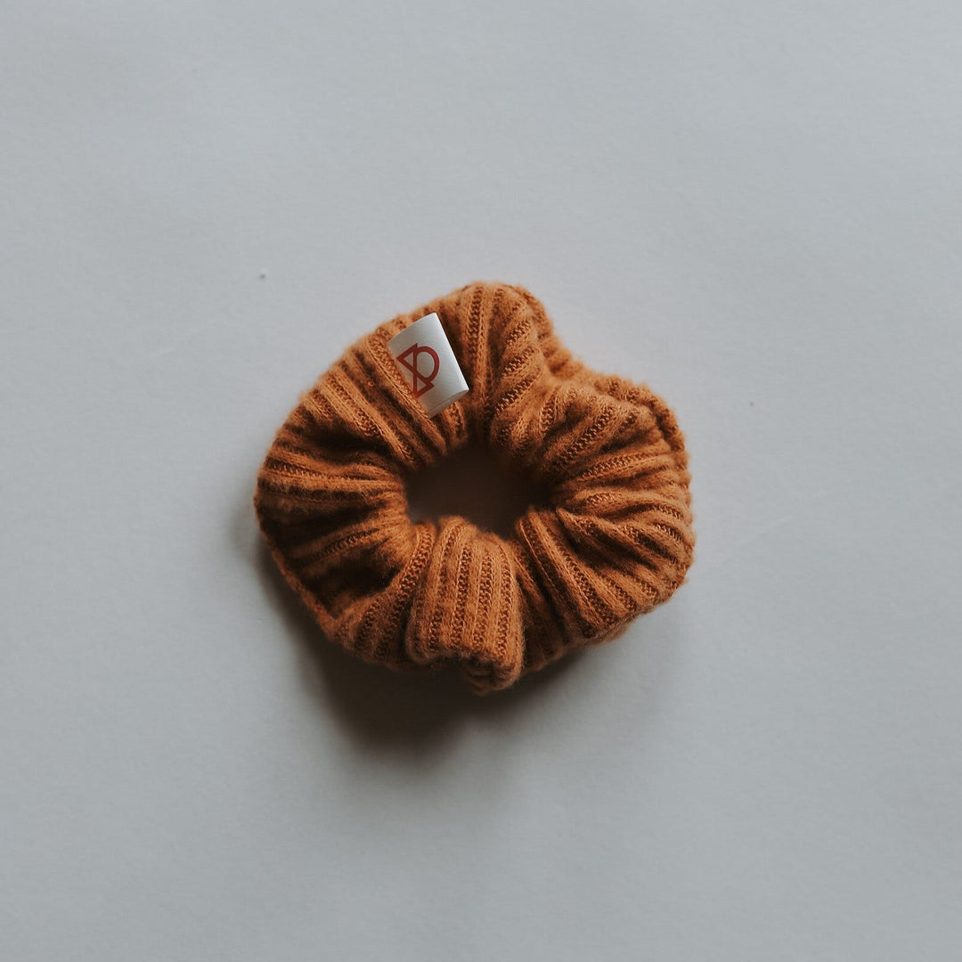 Caramel Cashmere Ribbed Scrunchie