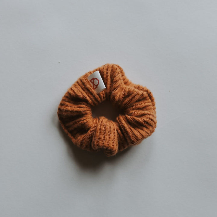 Caramel Cashmere Ribbed Scrunchie