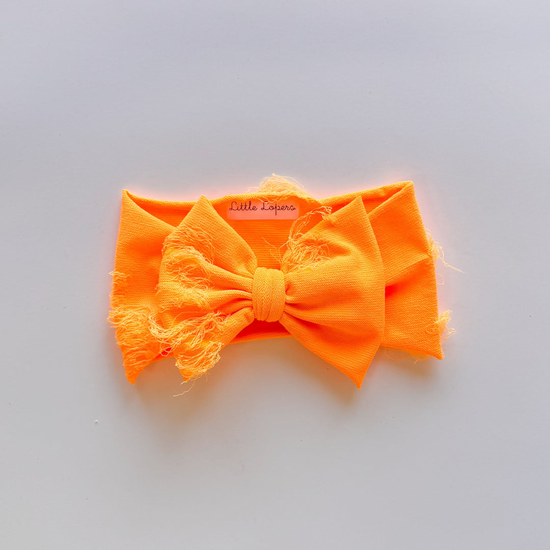 Neon Orange Distressed Headwrap