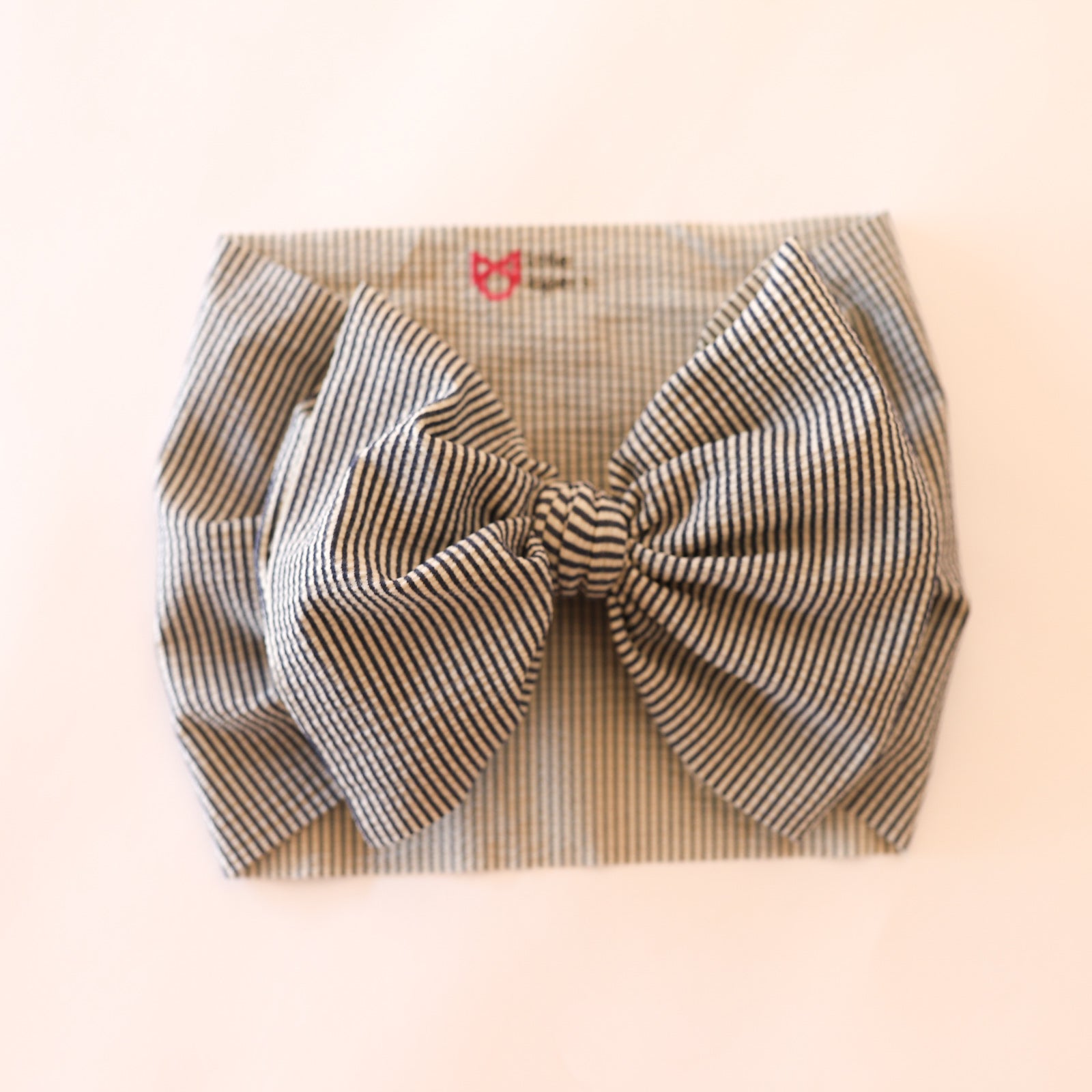 Navy Blue Seersucker Headwrap