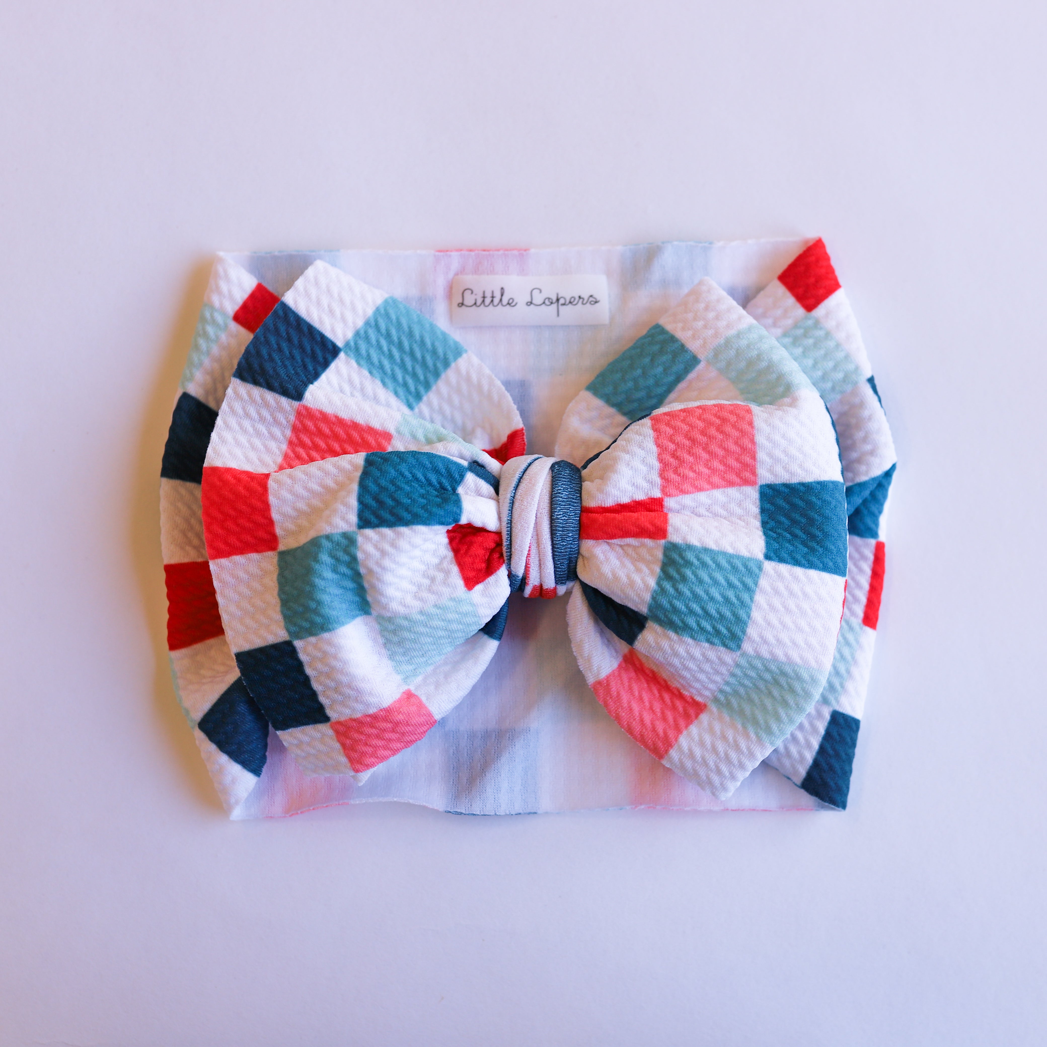 Red White and Blue Checkers  Headwrap