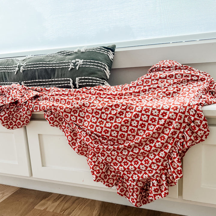 Rust Daisy Throw Blanket