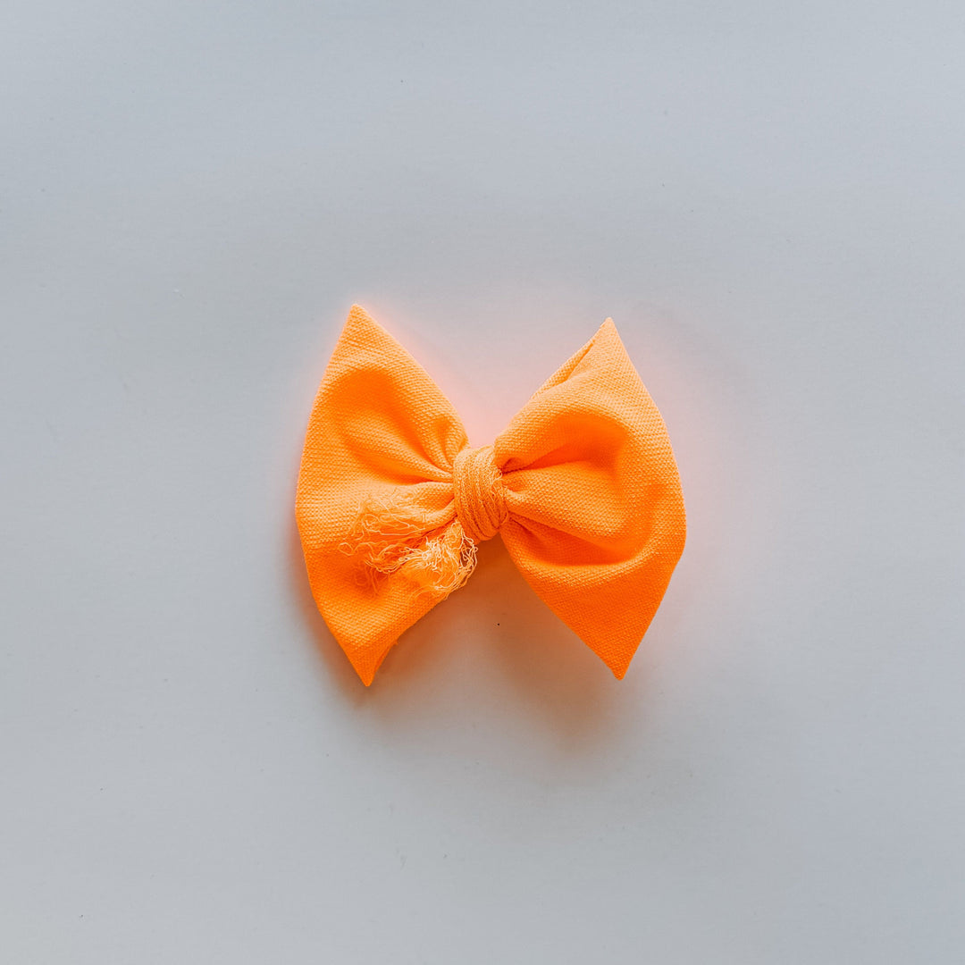 Neon Orange Distressed Bow