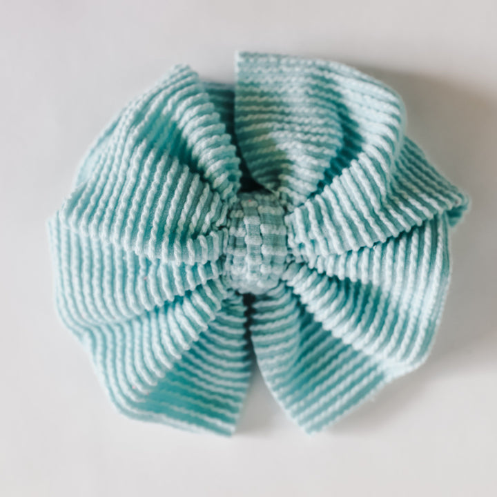 Frozen Blue Cozy Ribbed Bow
