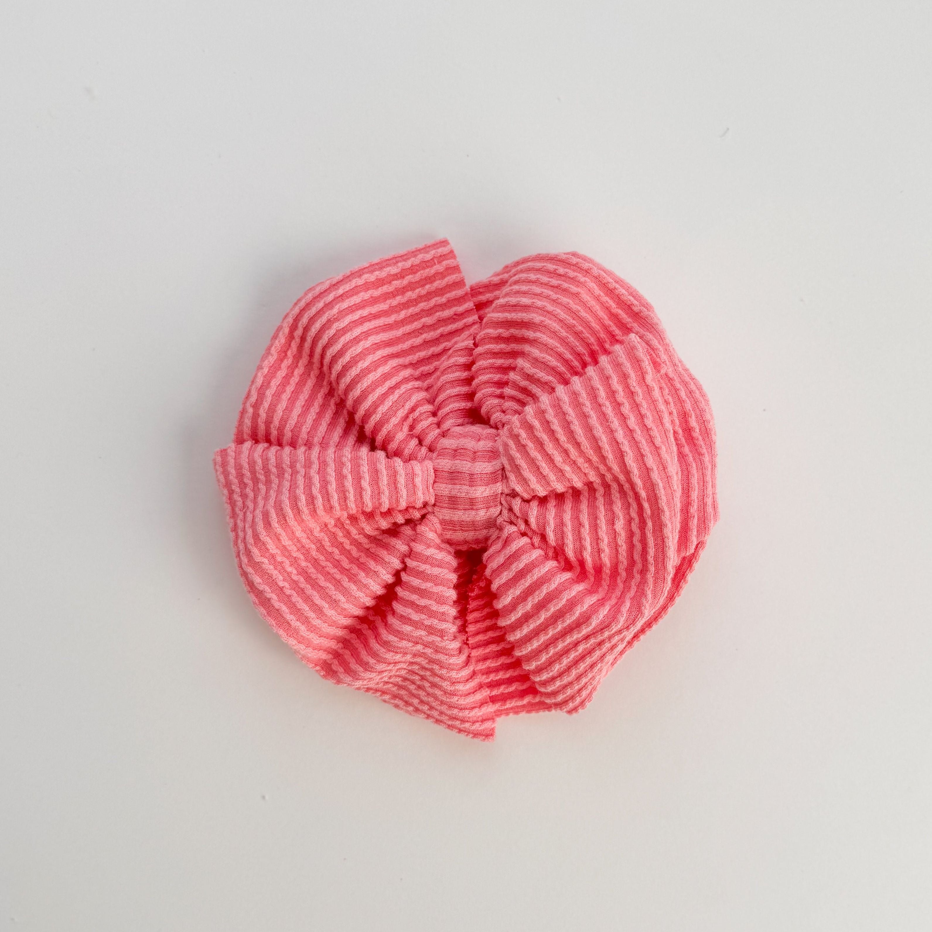 Coral Cozy Ribbed Bow