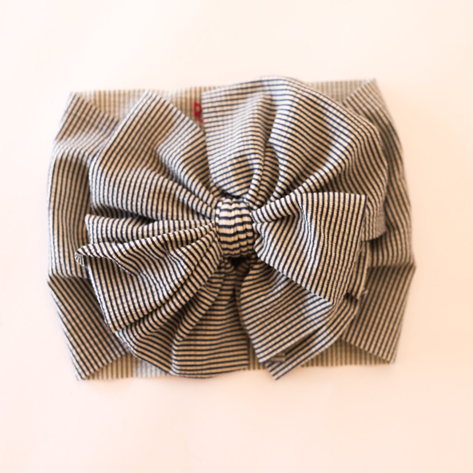 Navy Blue Seersucker Headwrap