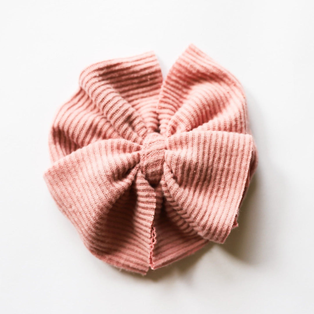 Mauve Cashmere Ribbed Messy Bow