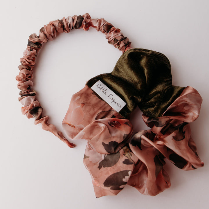 Floral Ruched Headband and Scrunchie