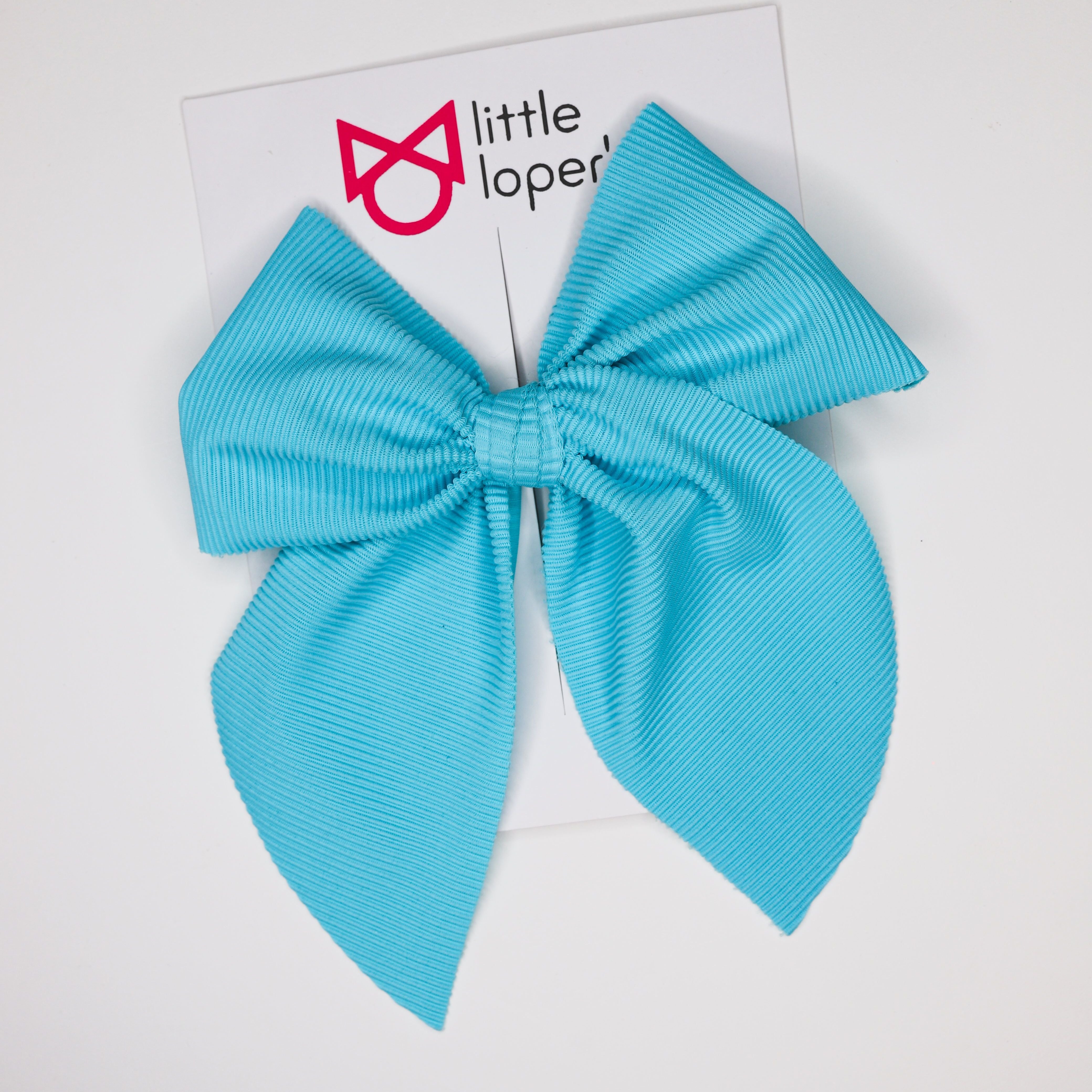 Blue Ribbed Swanky bow