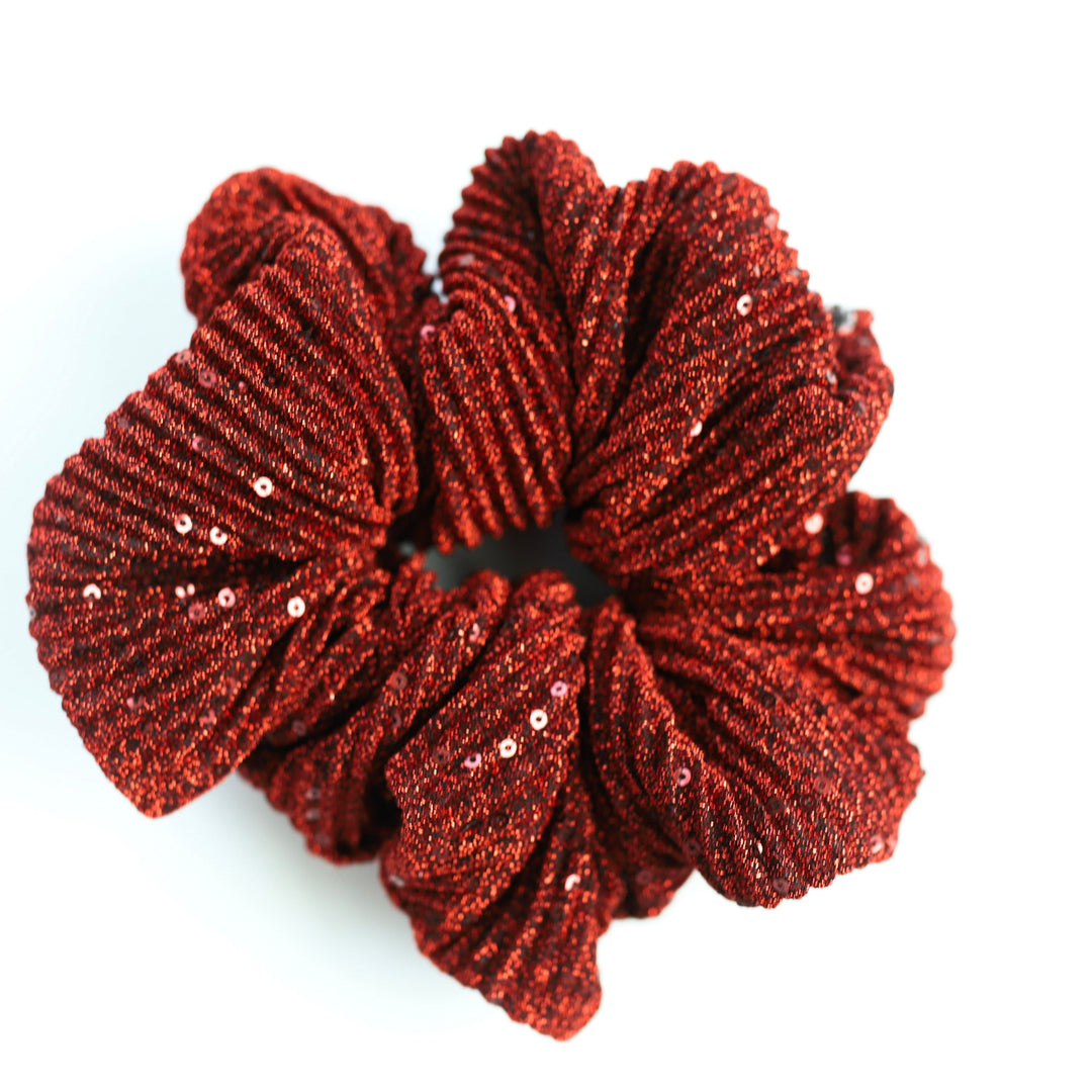 Red Pleated Scrunchie