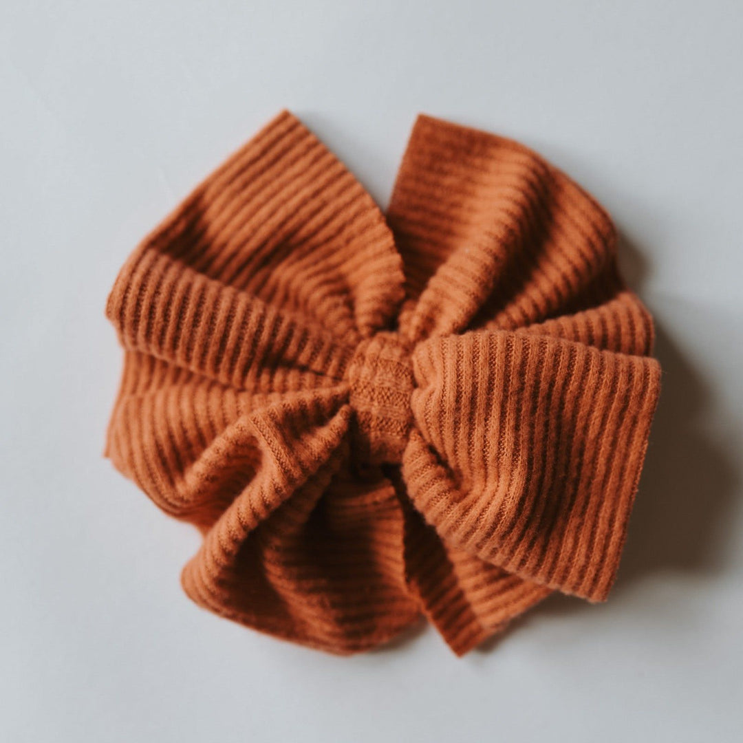 Rust Cashmere Ribbed Messy Bow