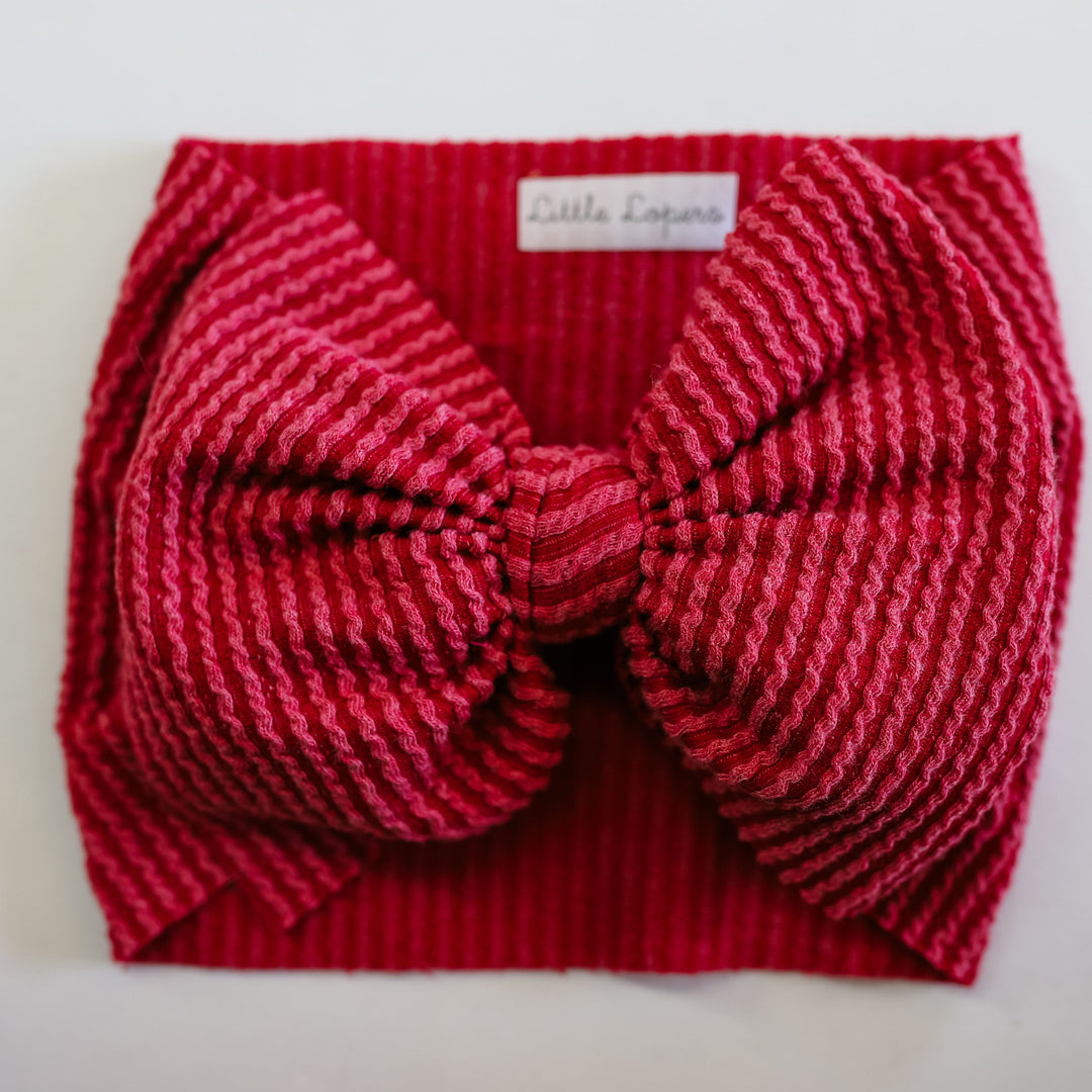Crimson Ribbed Cozy Headwrap