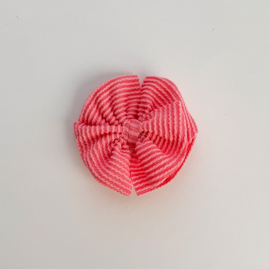 Coral Cozy Ribbed Bow
