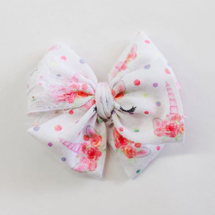 Birthday Unicorn Distressed Bow