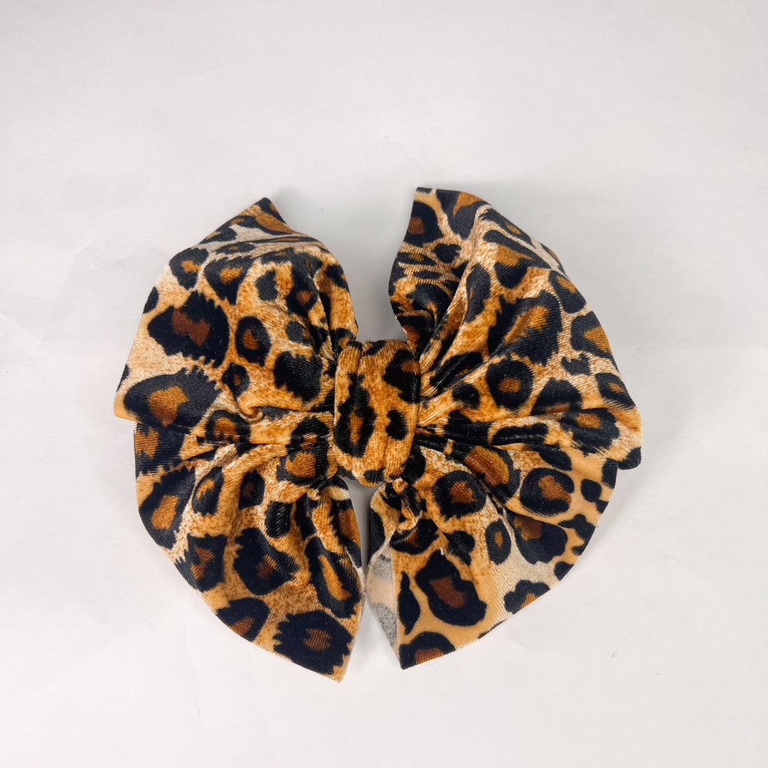 Leopard Velvet Messy Bow