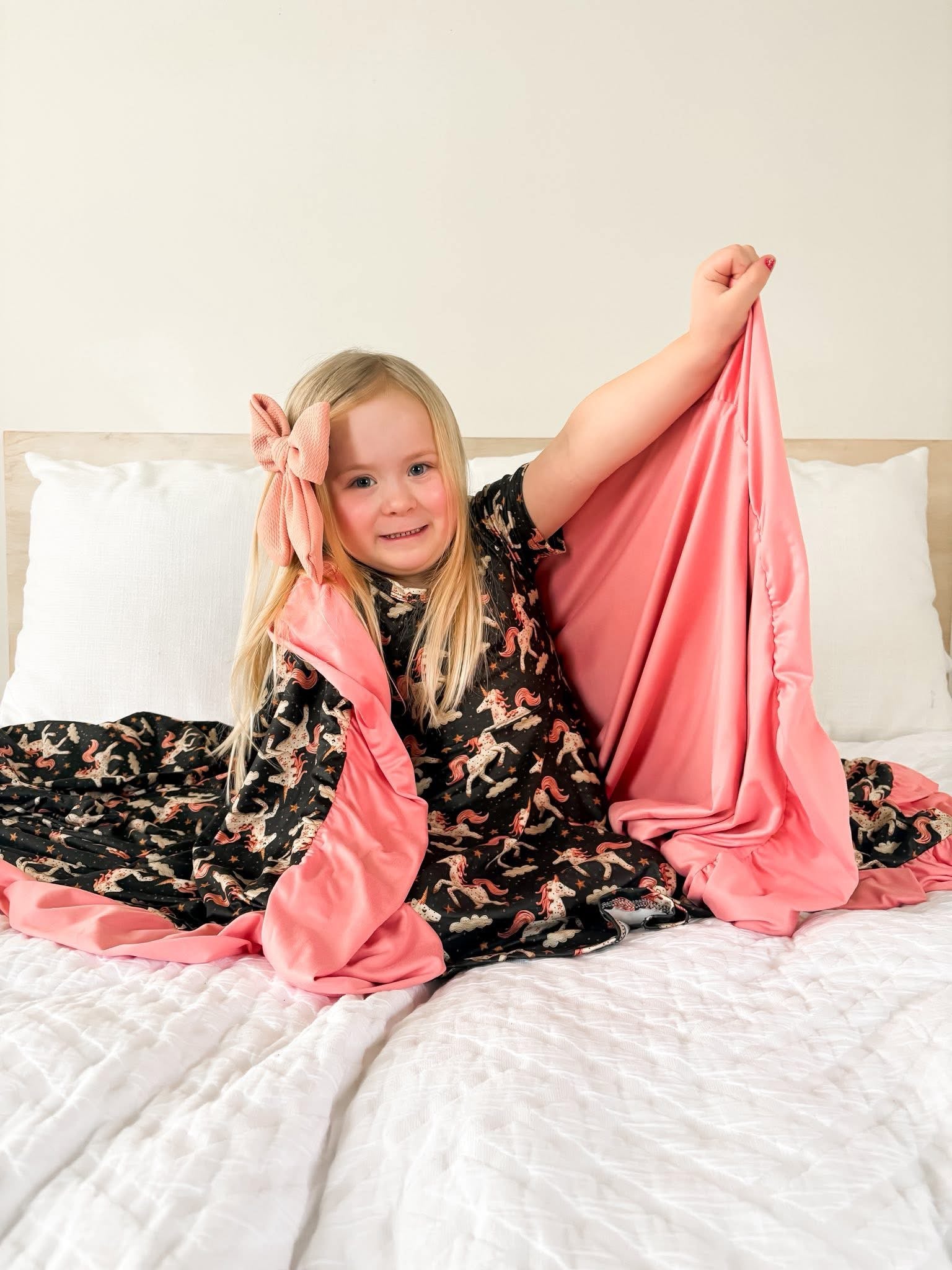 Magic Unicorn Double Ruffled Throw Blanket