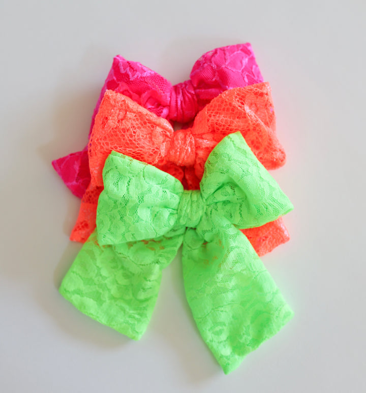 Neon Lace Party Bow