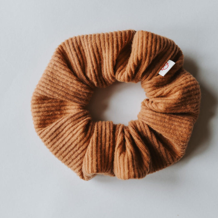 Caramel Cashmere Ribbed Scrunchie