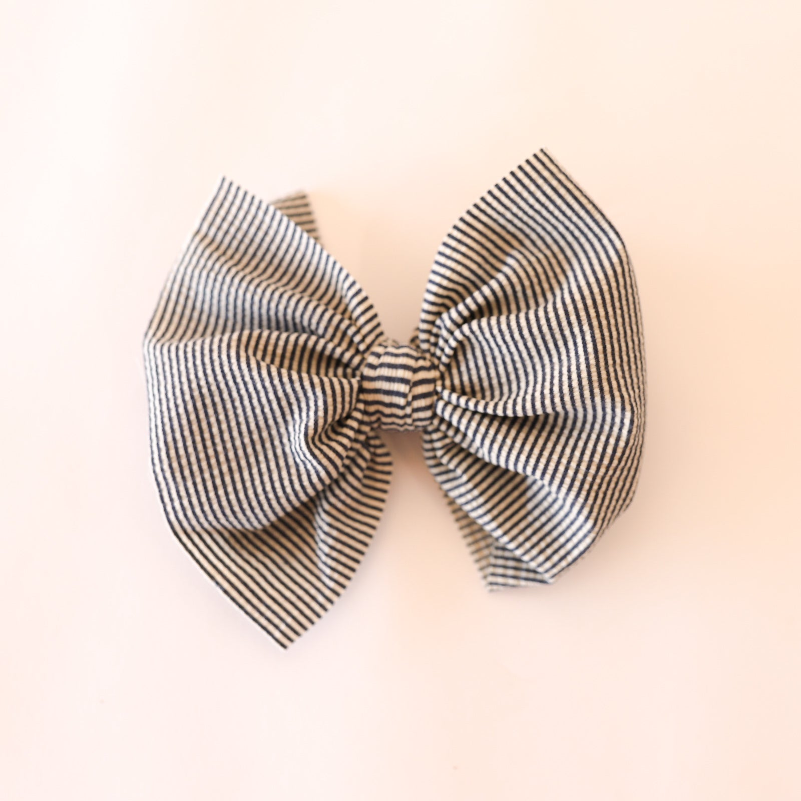Navy Blue Seersucker Big + Skinny Bow