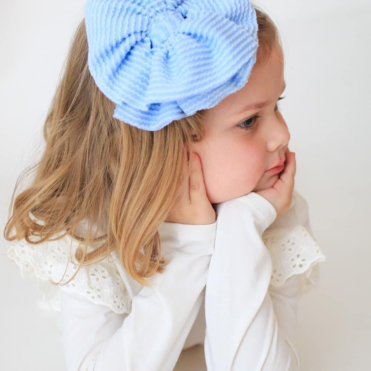 Cozy Ribbed Light Blue Bow