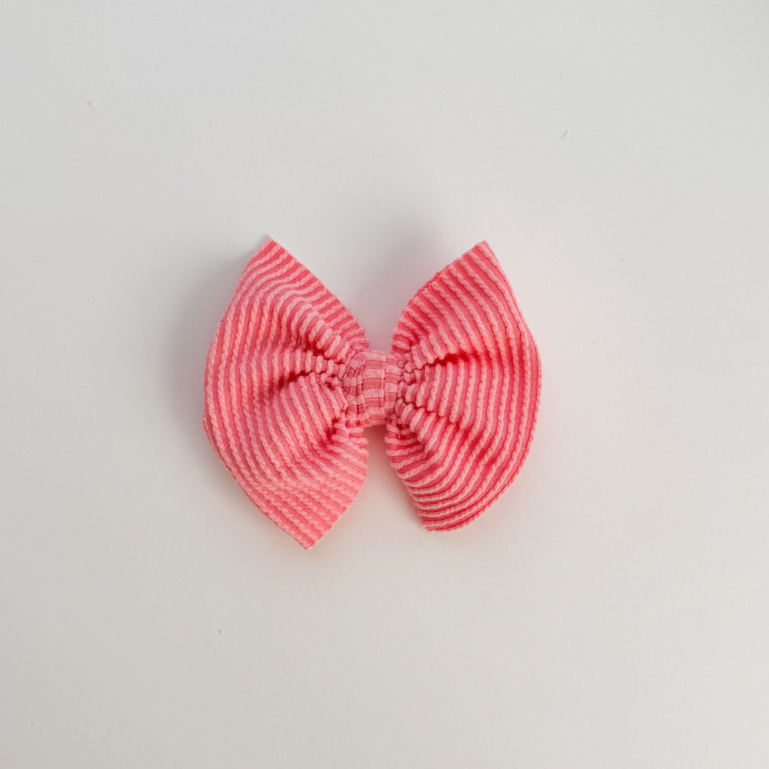 Coral Cozy Ribbed Bow