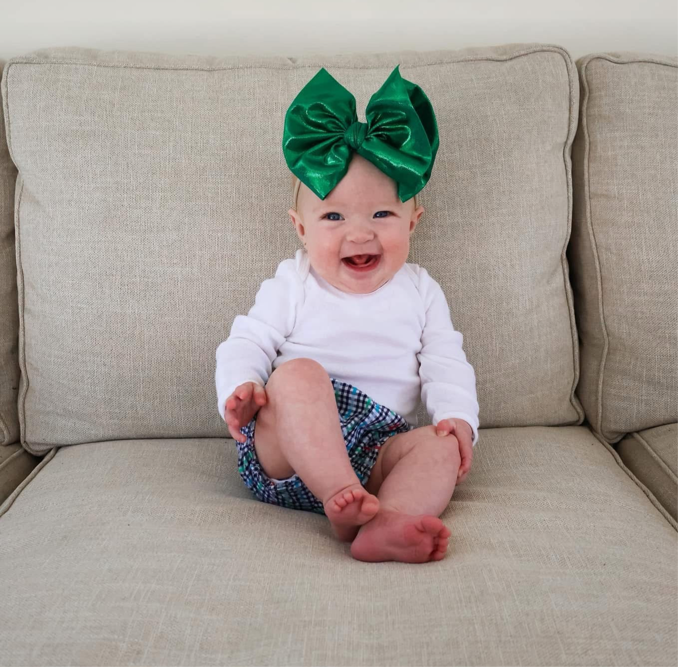 Dark Green Shimmer Big + Skinny Bow