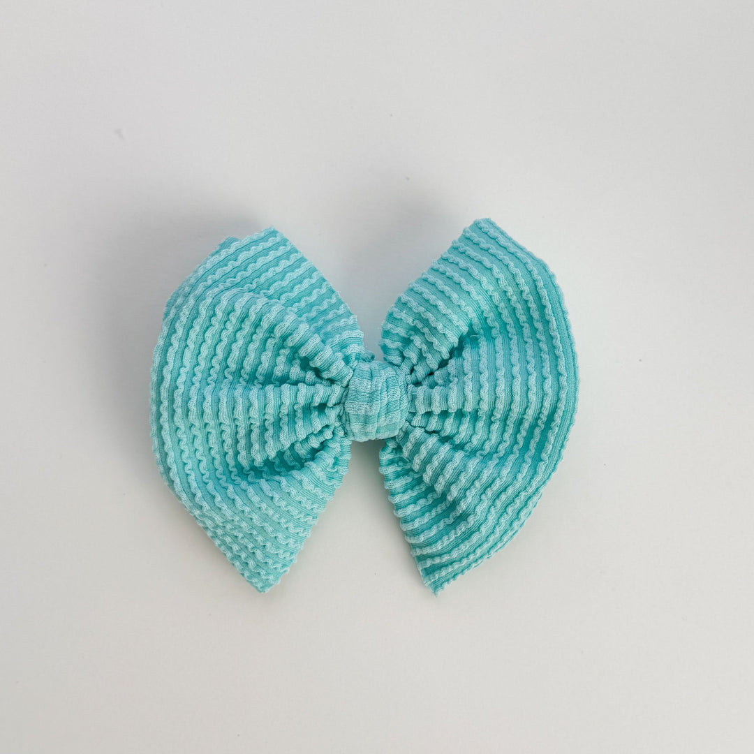 Aqua Cozy Ribbed Bow