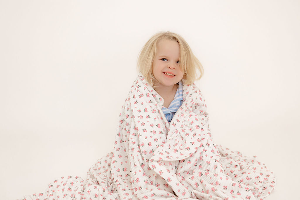 Dream Floral Double Ruffled Throw Blanket