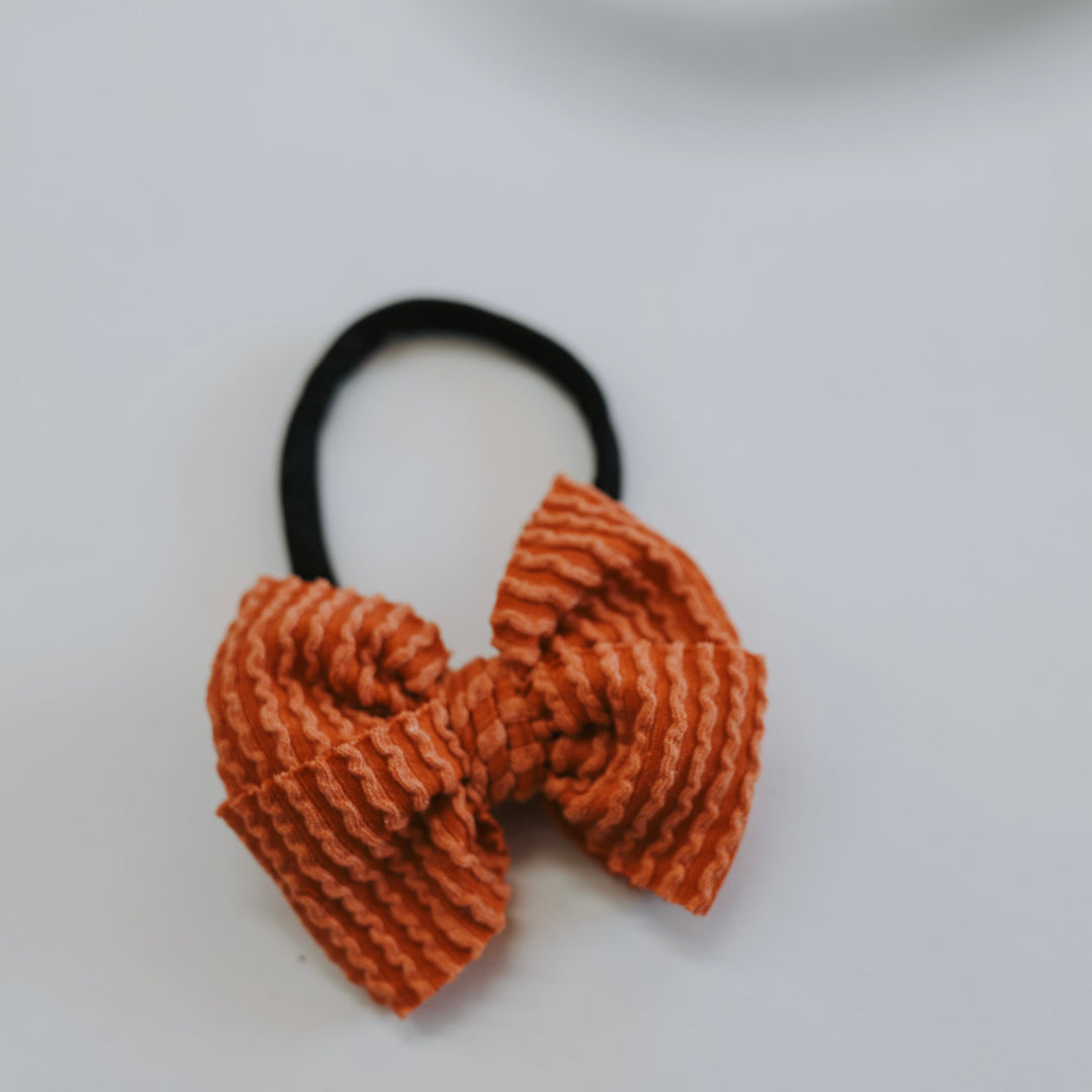 Burnt Orange Cozy Ribbed Bow