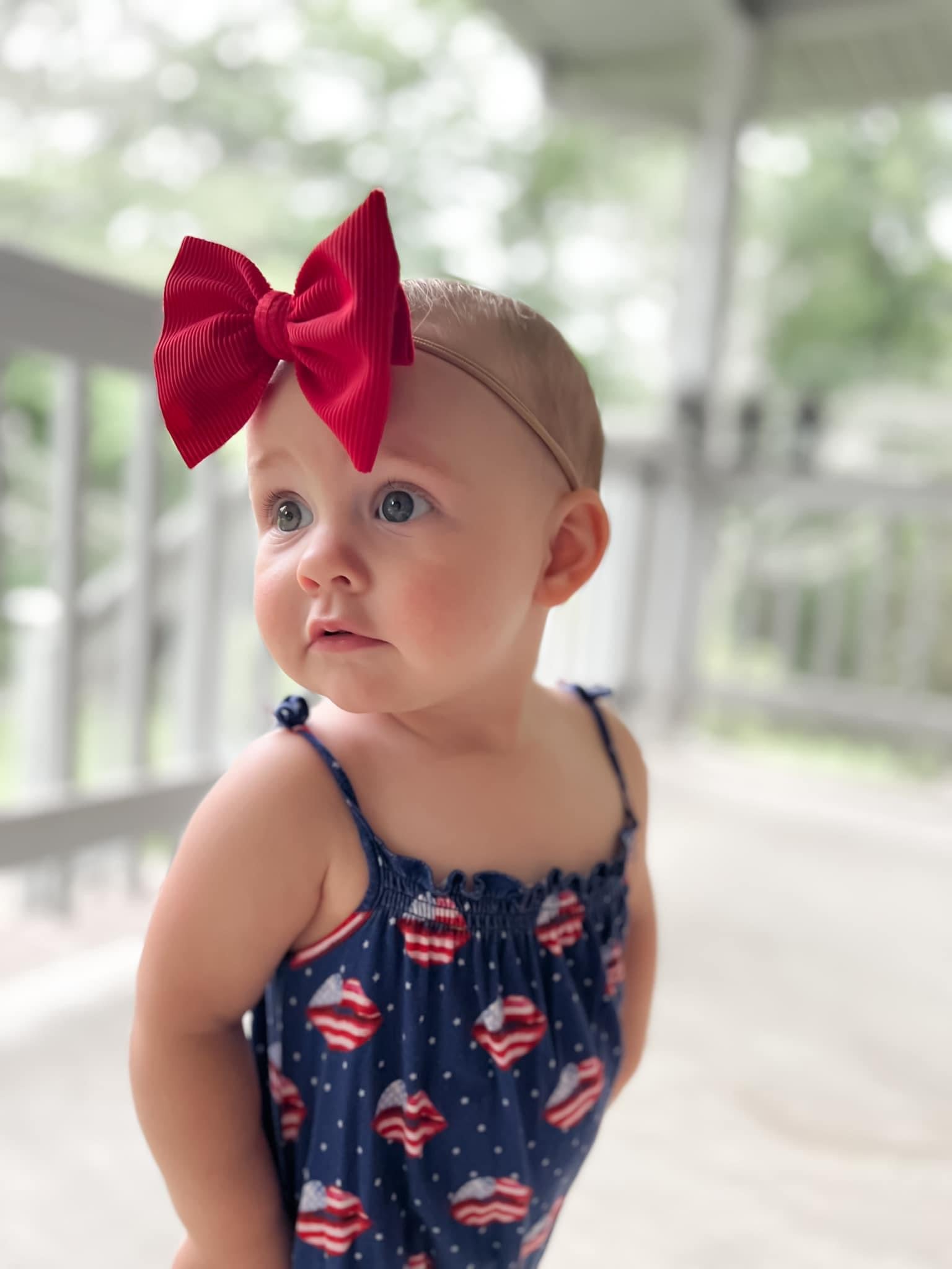 Red Ribbed Swim Bow