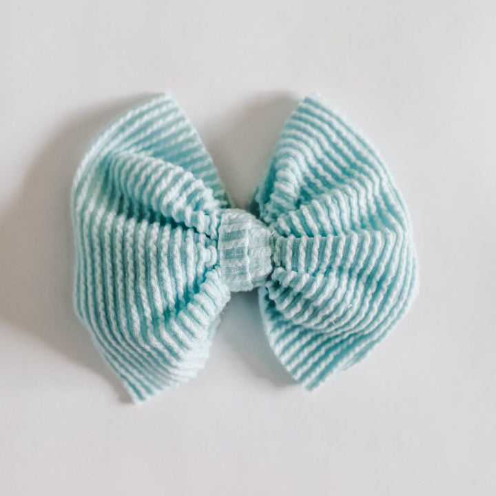 Frozen Blue Cozy Ribbed Bow