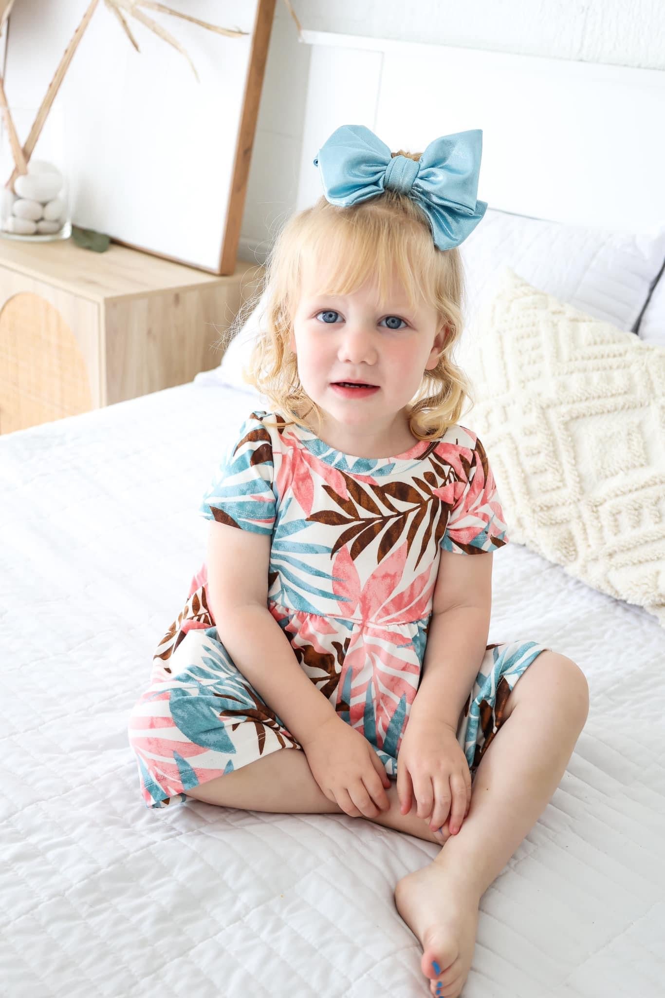 Pink Coral Teal Leggy Romper