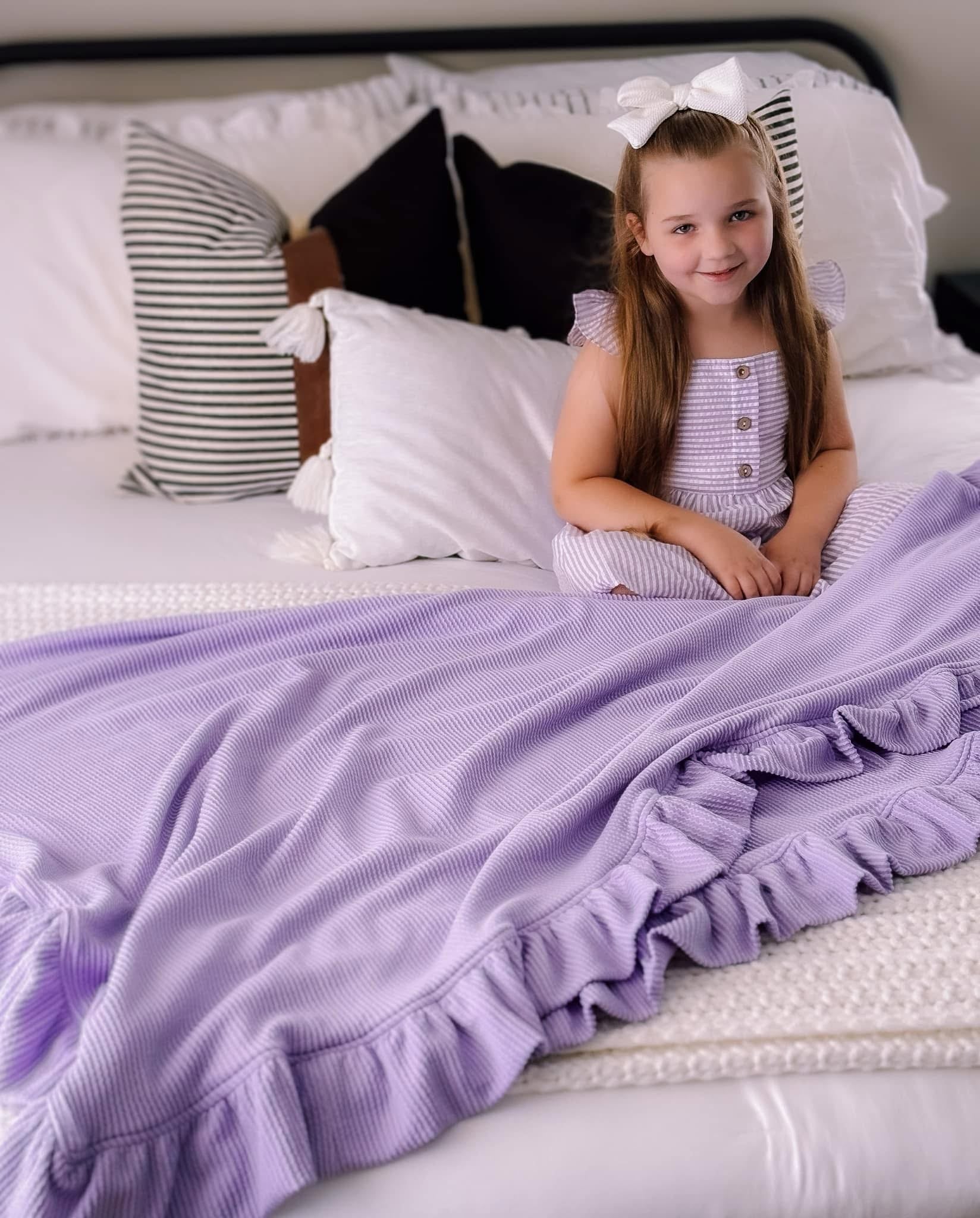 Lilac Double Ruffled Throw Blanket