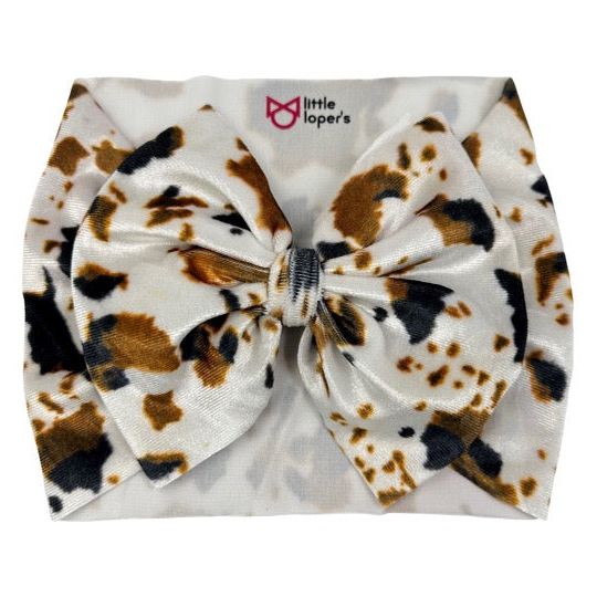 Brown Velvet Cow Print Headwrap