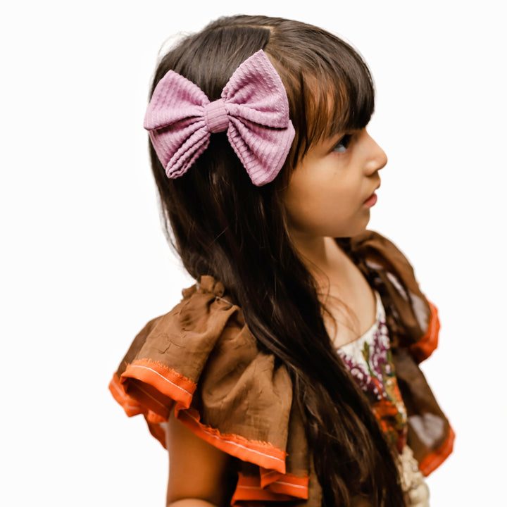 Ribbed Fancy Butterfly Bow - Vintage Purple