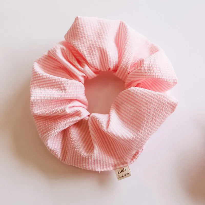 Pink Seersucker Scrunchie