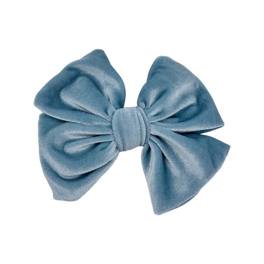 Summer Velvet Fancy Butterfly Bow - Arctic Blue