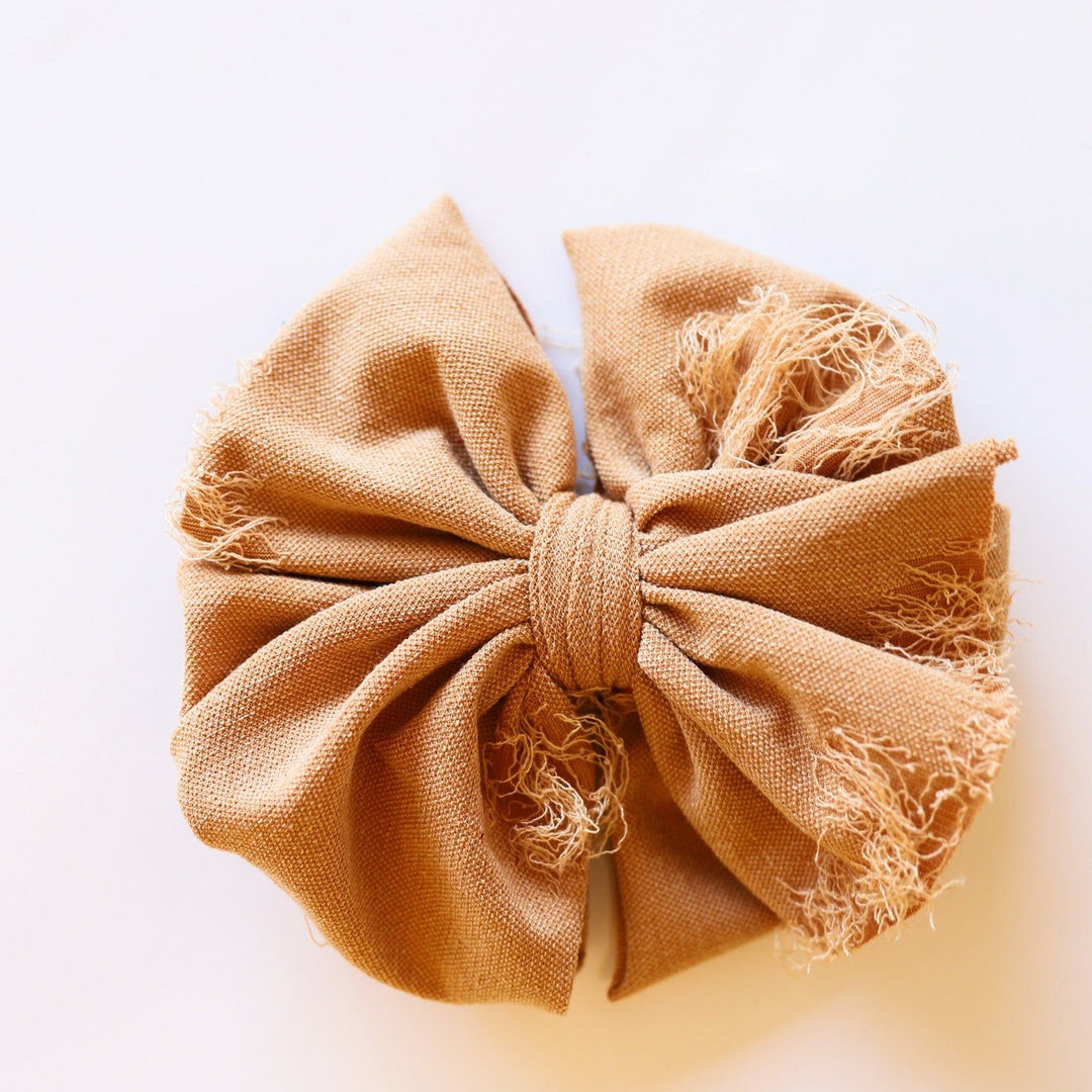 Caramel Distressed Messy Bow