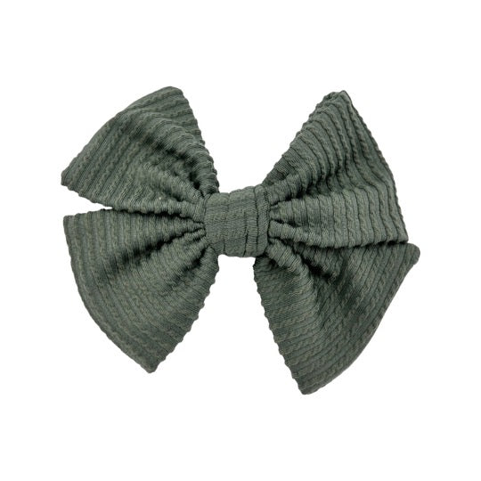 Ribbed Fancy Butterfly Bow - Olive