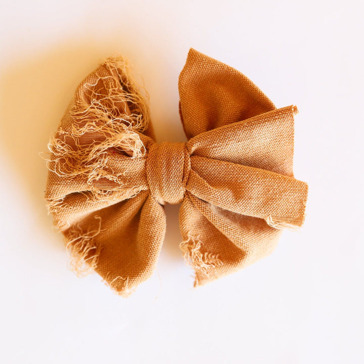 Caramel Distressed Messy Bow
