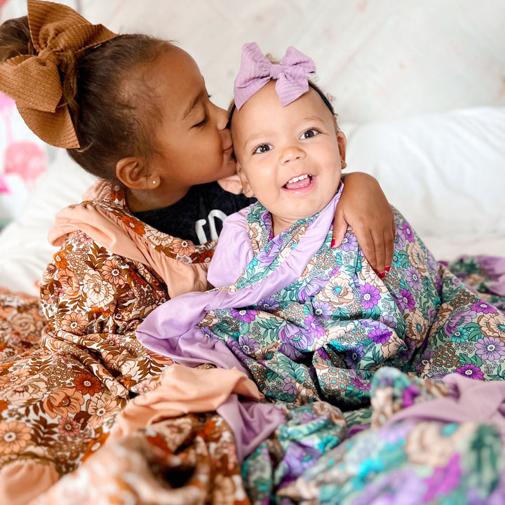 Purple Floral Throw Blanket
