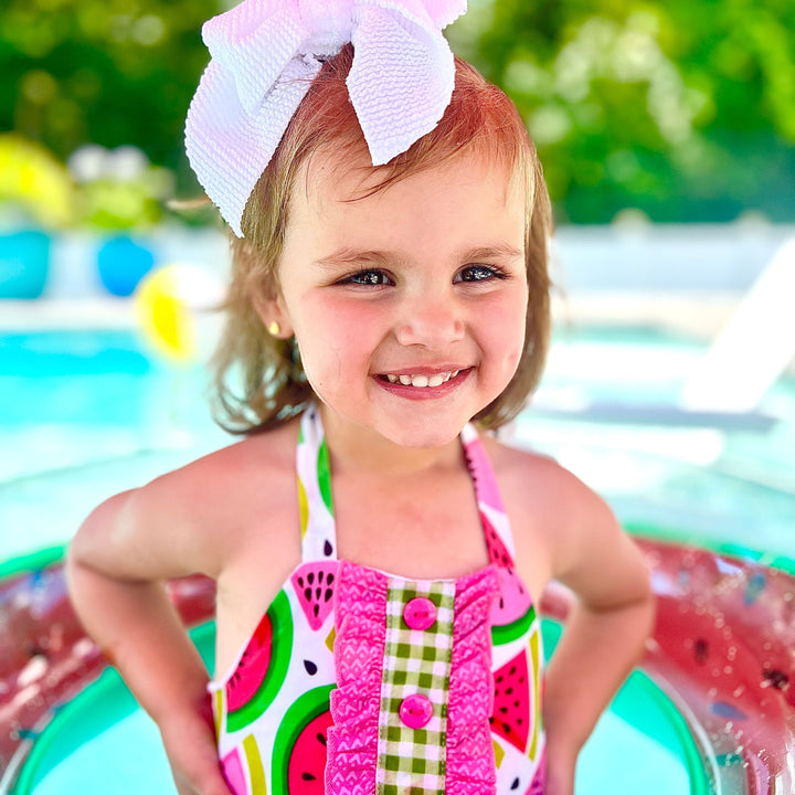 Swim Swanky - White Ribbed Crinkled