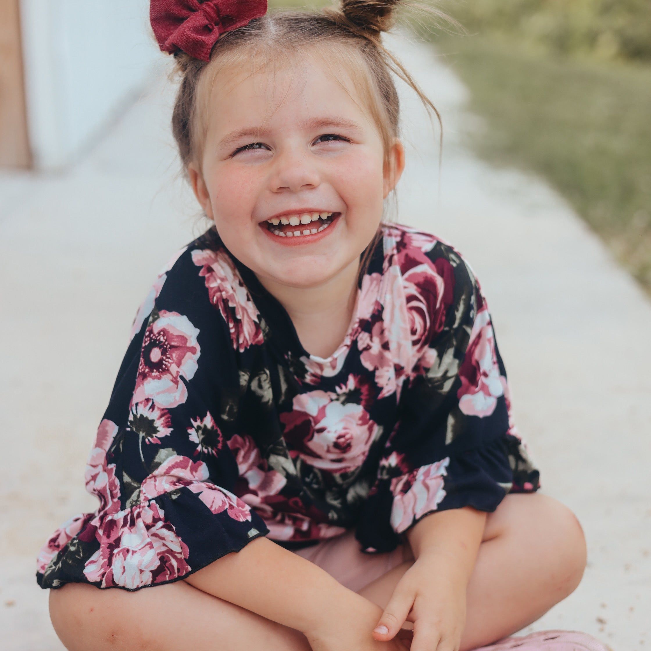 Burgundy Distressed Bow