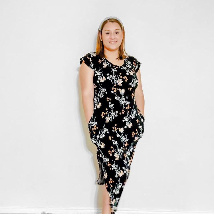 Black Floral Maxi Dress Adult